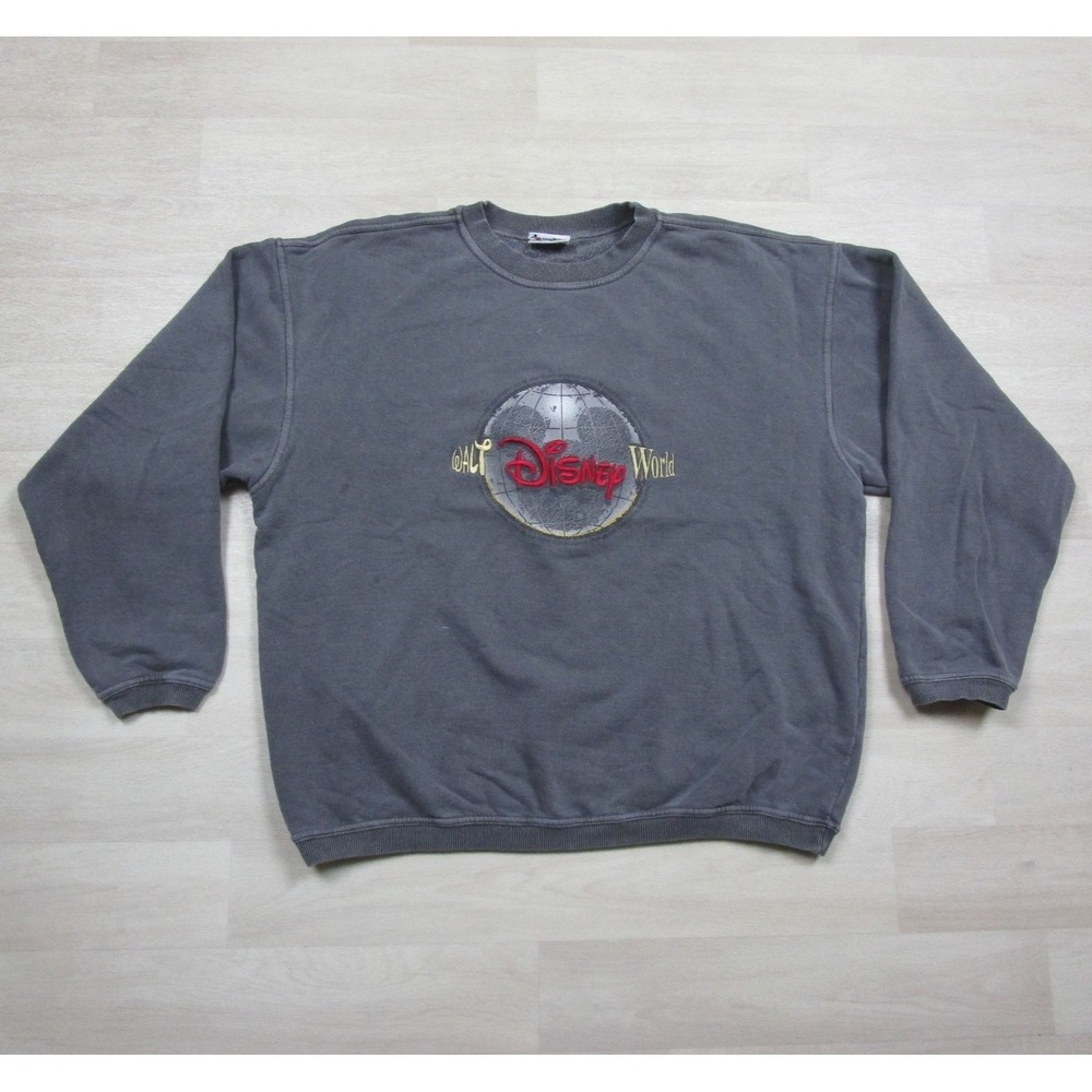 Vintage Walt Disney World Crew Neck Sweatshirt‎ (2X) Mickey Mouse Faded Gray